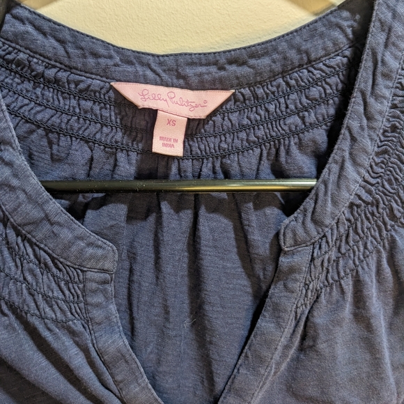 Lilly Pulitzer navy blue tank top with gold buttons women's size extra small - Picture 4 of 5